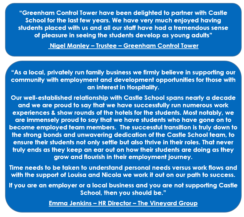 Quotes from businesses who have hosted work experience placements